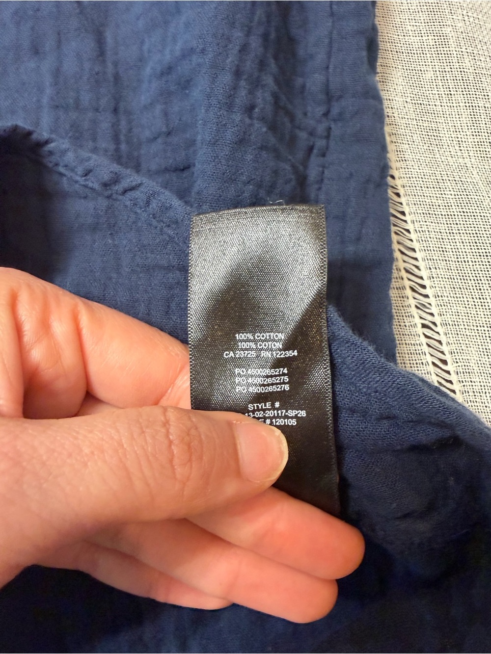 Aritzia Little Moon Women's Sail Shirt 100% Cotton Button-Up Gauze Navy Size Sm - Picture 8 of 15